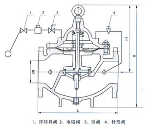 106X電動浮球閥的結構圖